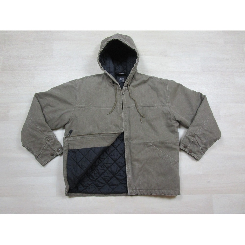 Y2K Dickies Hooded Canvas Work Jacket Men's (L) Quilted Insulated Chore Coat